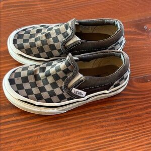 Vans Kids Black and Gray Checkered Slip-On Sneakers